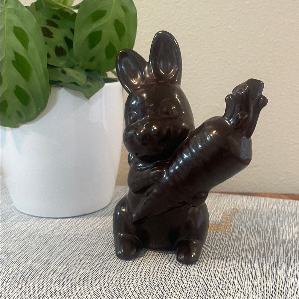 Vintage Enesco Faux Chocolate Easter Bunny Ceramic Figurine